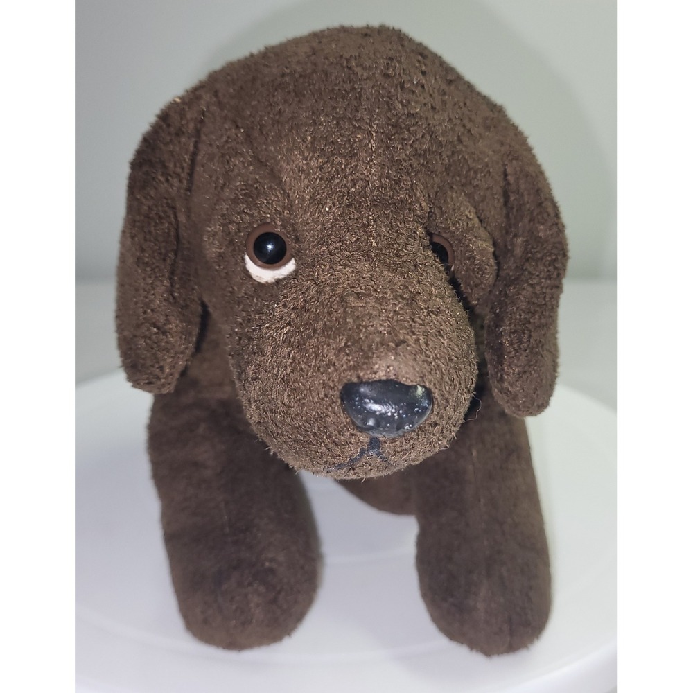 Vintage Russ Berrie Fudge Dog 8" Brown Chocolate Lab Plush Bean Bag 258 Puppy